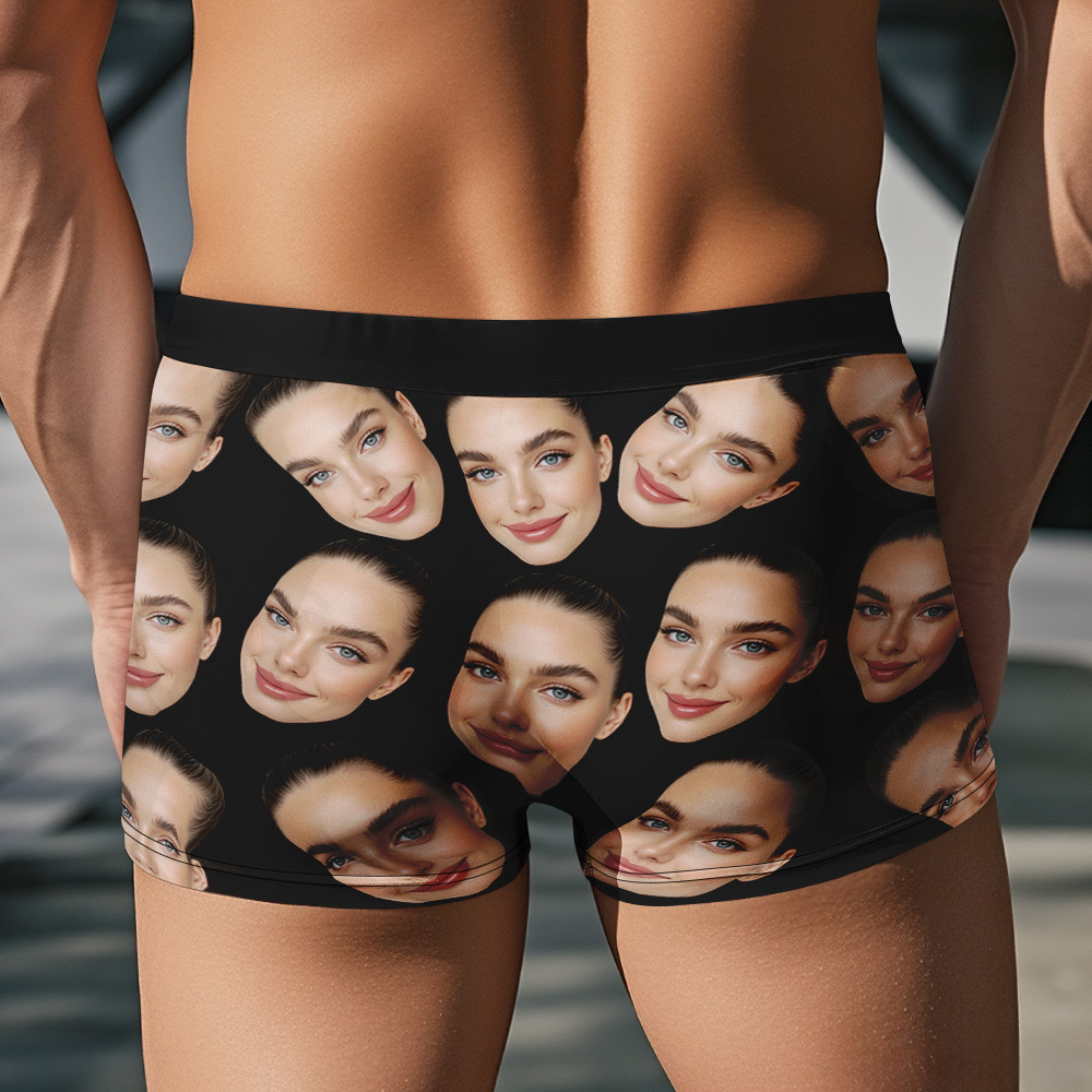 Custom Big Face Underwear Men's Boxer Briefs Breathable Ice Silk Personalized Photo Boxers - MyfaceboxerUK
