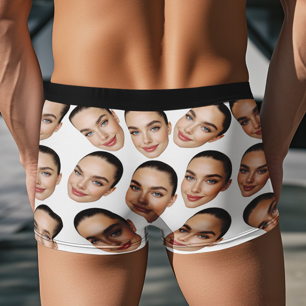 Custom Big Face Underwear Men's Boxer Briefs Breathable Ice Silk Personalized Photo Boxers - MyfaceboxerUK