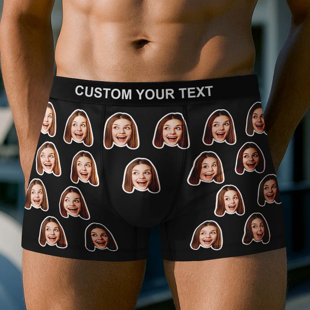 Custom Face Underwear Men's Boxer Briefs Personalized Photo Boxers Breathable Ice Silk - MyfaceboxerUK