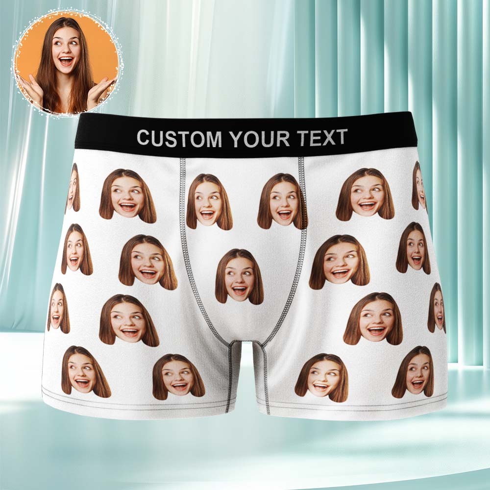 Custom Face Underwear Men's Boxer Briefs Personalized Photo Boxers Breathable Ice Silk - MyfaceboxerUK