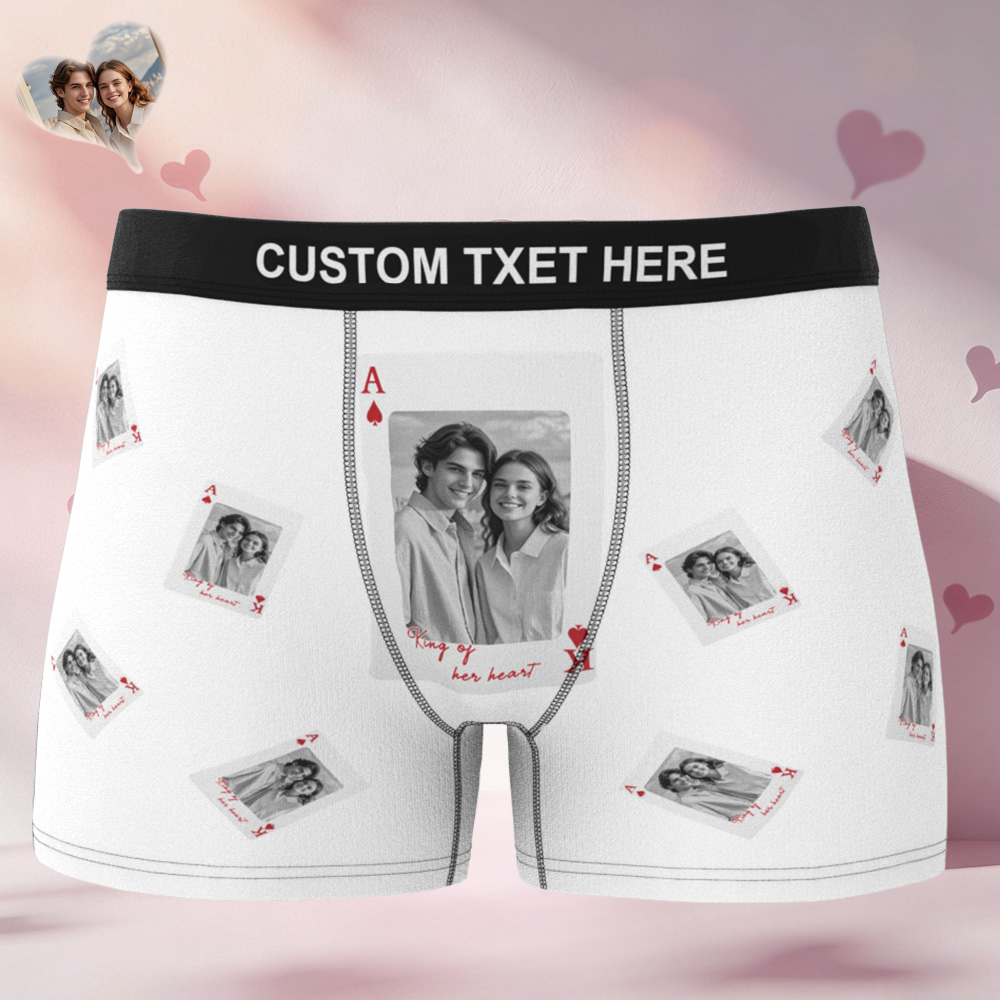 Valentine's Gifts Custom Photo Men's Underwear Personalized King Queen Boxer Briefs