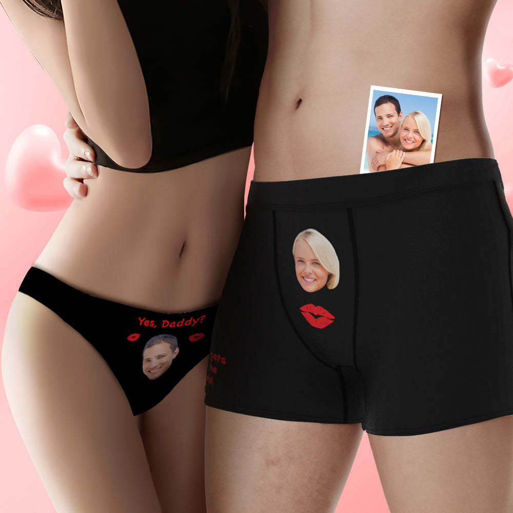 Personalized Face Couple Underwear Yes Daddy Custom Underwear for Couple Valentine's Day Gift - MyFaceBoxerUK