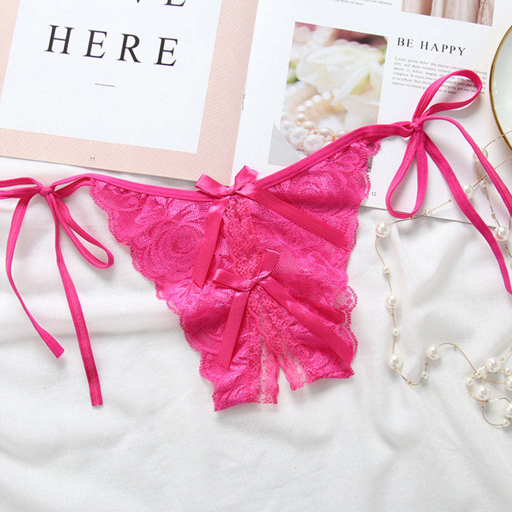 Custom Lace Sexy Panty with jewelry Crystal Letter Name Open Cut Thong Underpants Women's Underwear - MyFaceBoxerUK