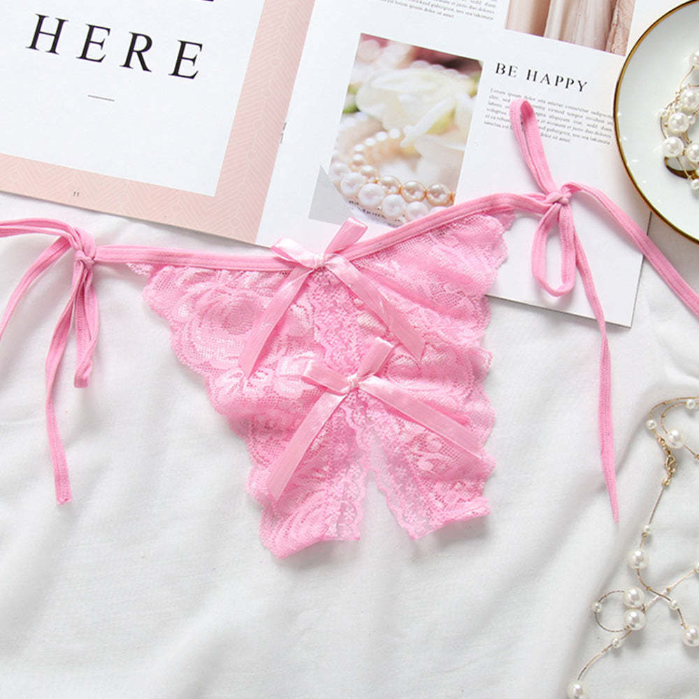 Custom Lace Sexy Panty with jewelry Crystal Letter Name Open Cut Thong Underpants Women's Underwear - MyFaceBoxerUK