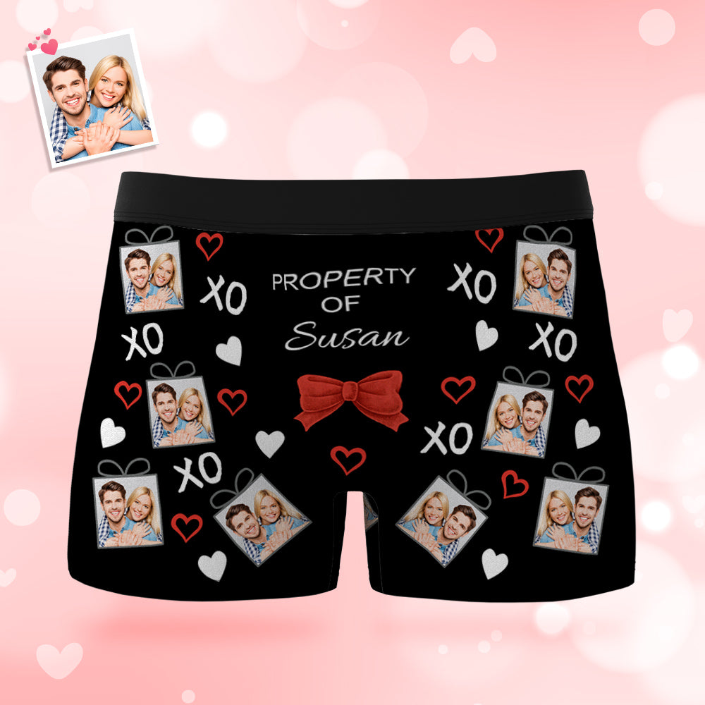 Custom Men's Photo Boxers Bow Tie Personalized Property Of Face Underwear	 - MyFaceBoxerUK