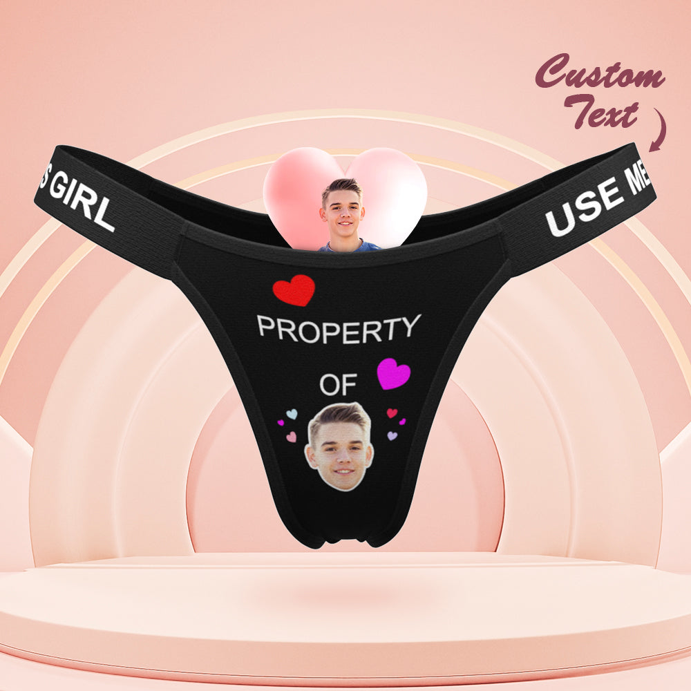 Custom Face Panties Property of You Personalized Waistband Engraved Thong Gift for Her