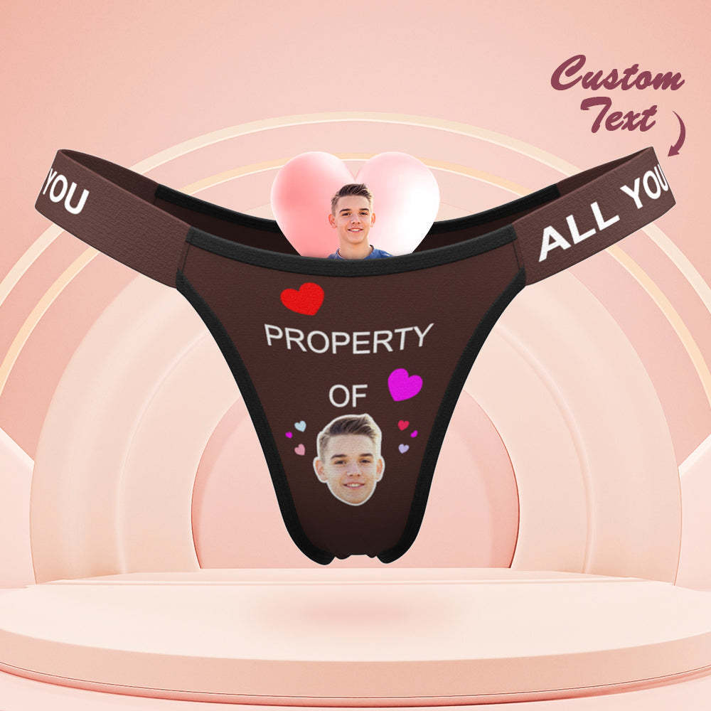 Custom Face Panties Property of You Personalized Waistband Engraved Thong Gift for Her - MyFaceBoxerUK