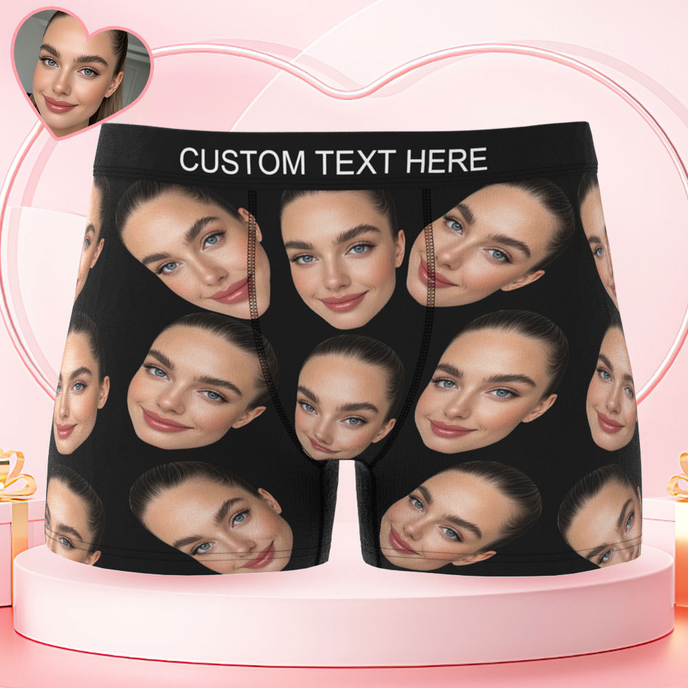 Valentine's Day Gift Custom Big Face Boxer Personalized Boxer Briefs for Boyfriend - MyFaceBoxerUK