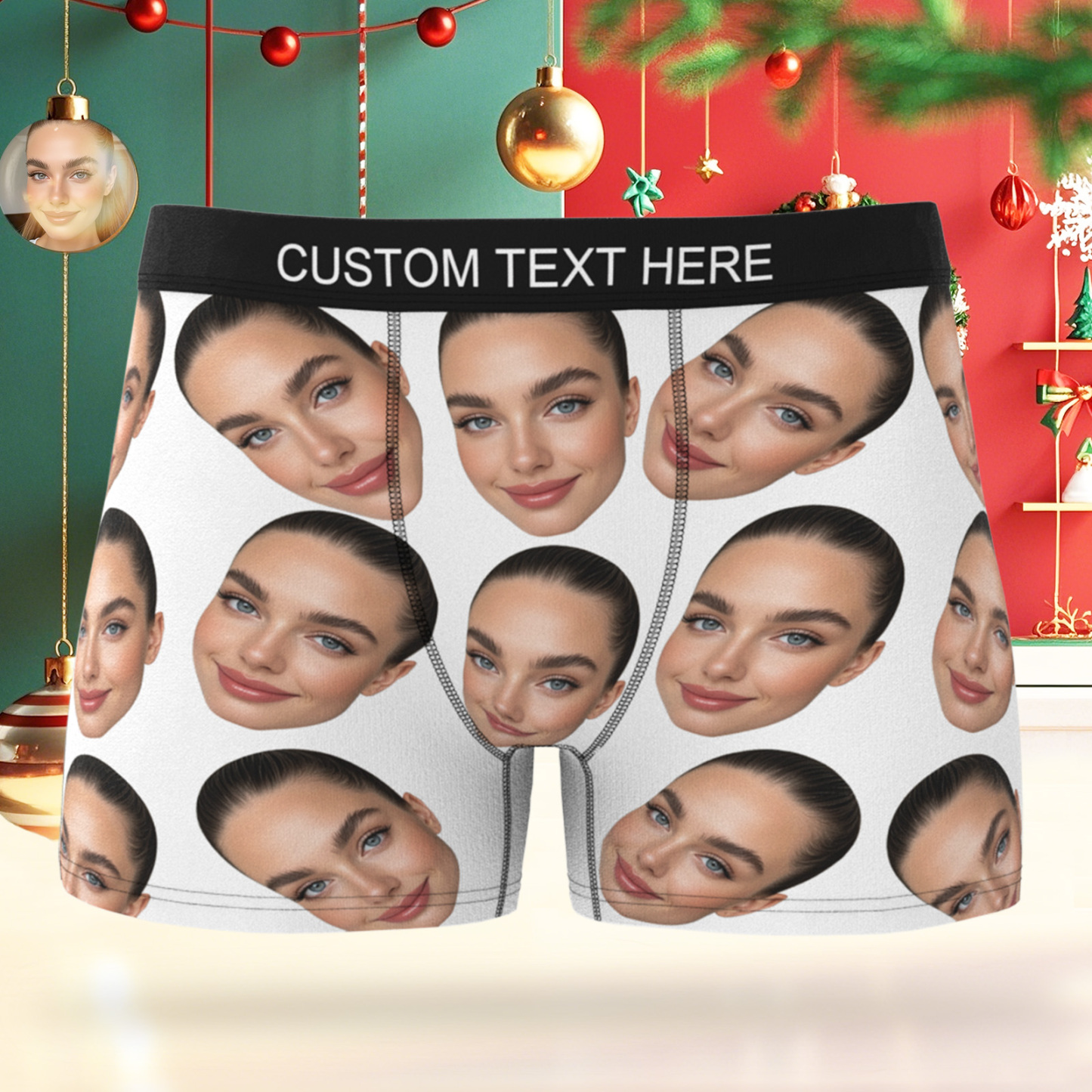 Valentine's Day Gift Custom Big Face Boxer Personalized Boxer Briefs for Boyfriend - MyFaceBoxerUK