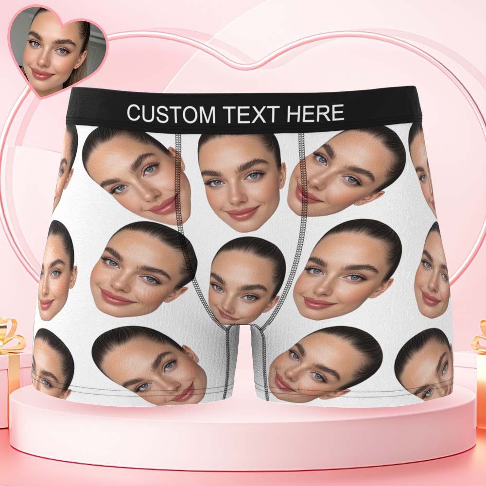 Valentine's Day Gift Custom Big Face Boxer Personalized Boxer Briefs for Boyfriend - MyFaceBoxerUK