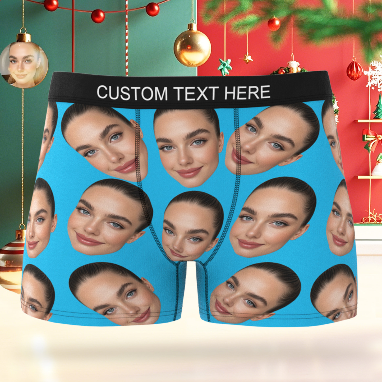 Valentine's Day Gift Custom Big Face Boxer Personalized Boxer Briefs for Boyfriend - MyFaceBoxerUK
