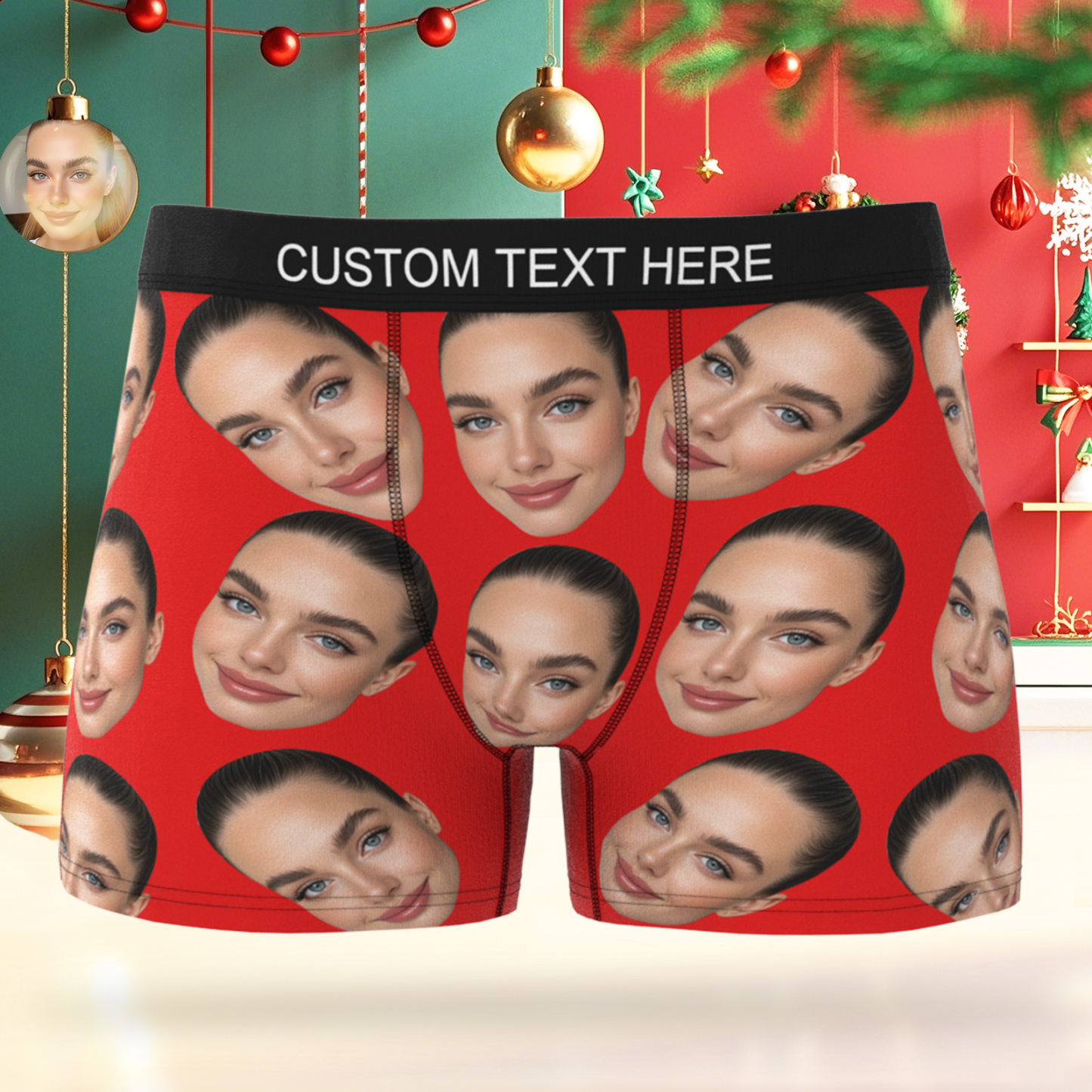 Valentine's Day Gift Custom Big Face Boxer Personalized Boxer Briefs for Boyfriend - MyFaceBoxerUK