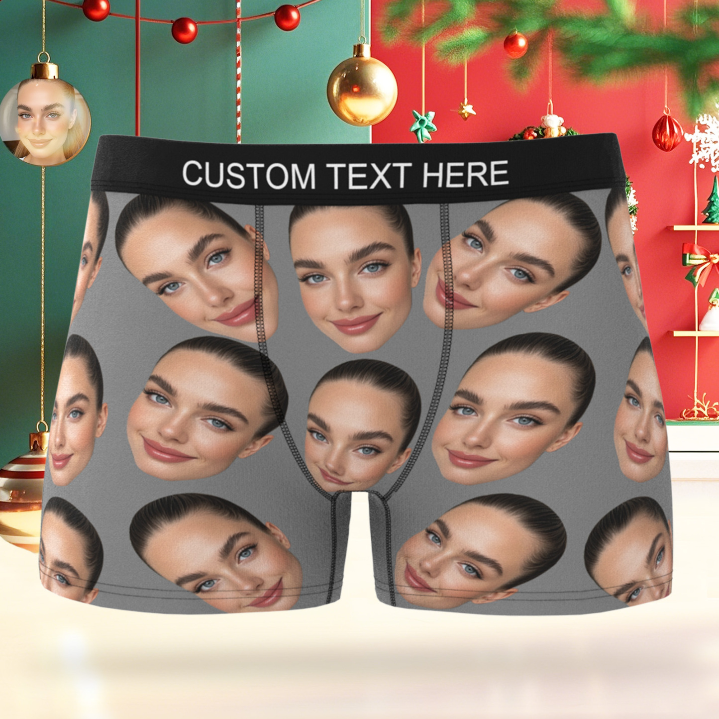 Valentine's Day Gift Custom Big Face Boxer Personalized Boxer Briefs for Boyfriend - MyFaceBoxerUK