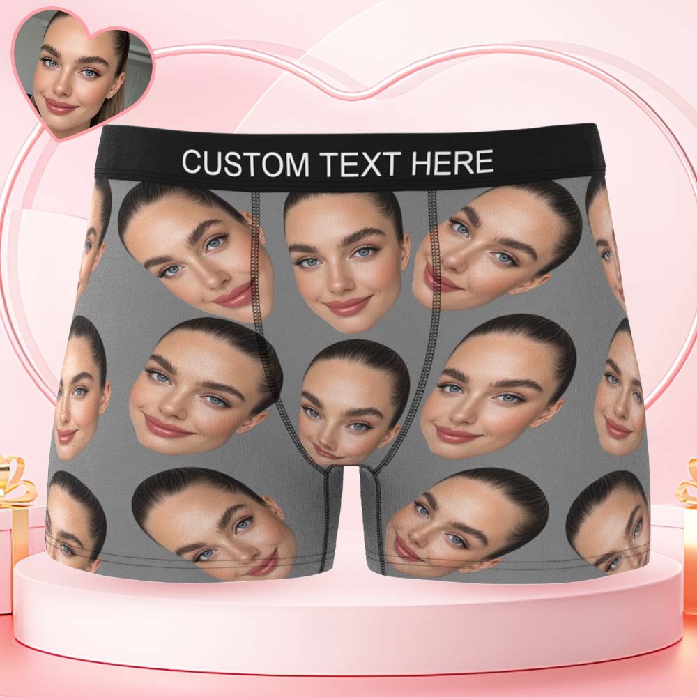 Valentine's Day Gift Custom Big Face Boxer Personalized Boxer Briefs for Boyfriend - MyFaceBoxerUK