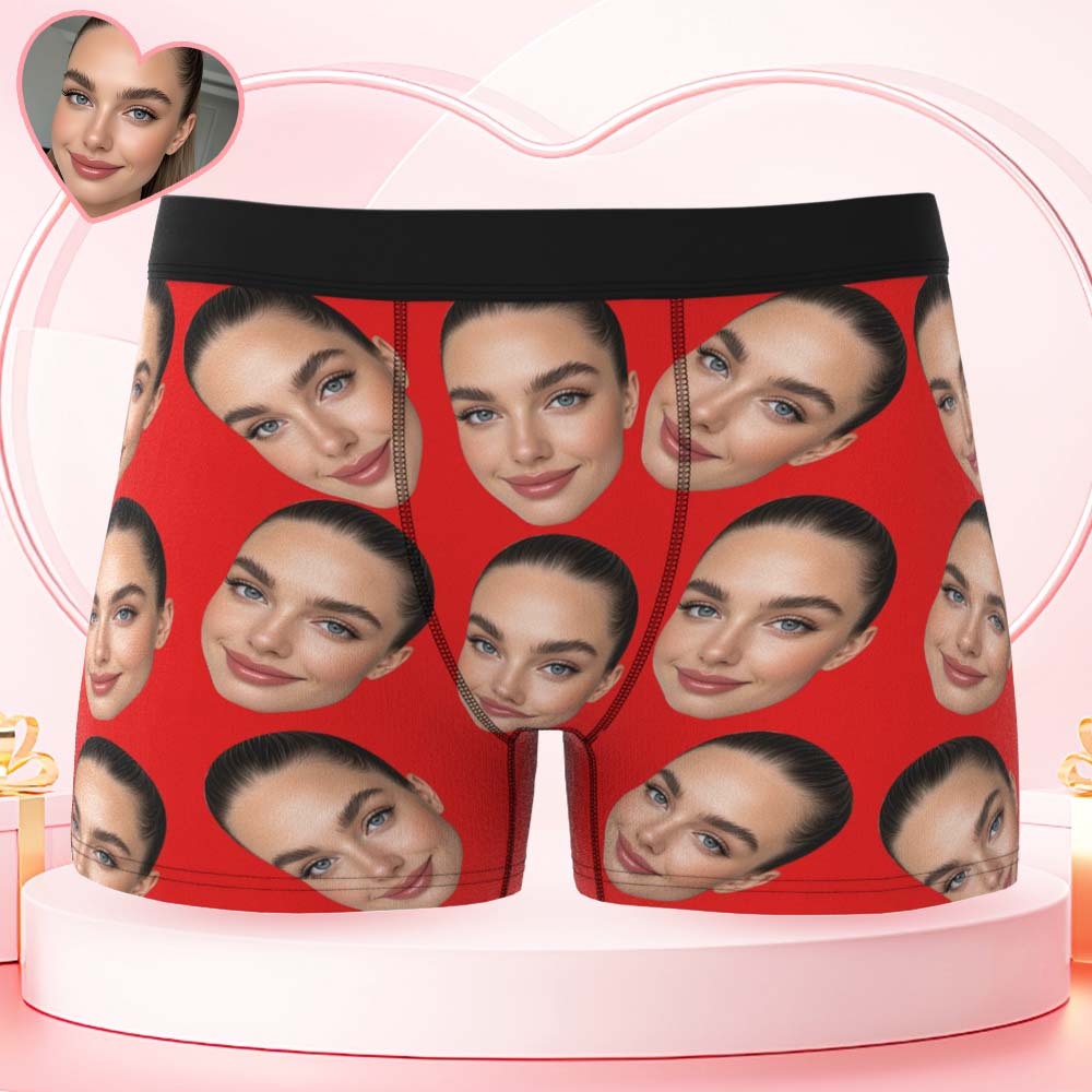 Valentine's Day Gift Custom Big Face Boxer Personalized Boxer Briefs for Boyfriend - MyFaceBoxerUK