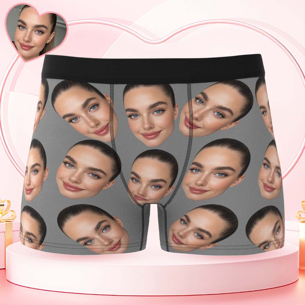 Valentine's Day Gift Custom Big Face Boxer Personalized Boxer Briefs for Boyfriend - MyFaceBoxerUK