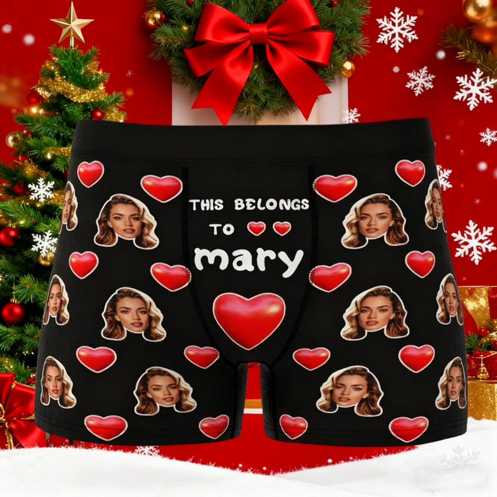 Custom Men's Boxer Briefs with Face & Name Personalized Photo Underwear