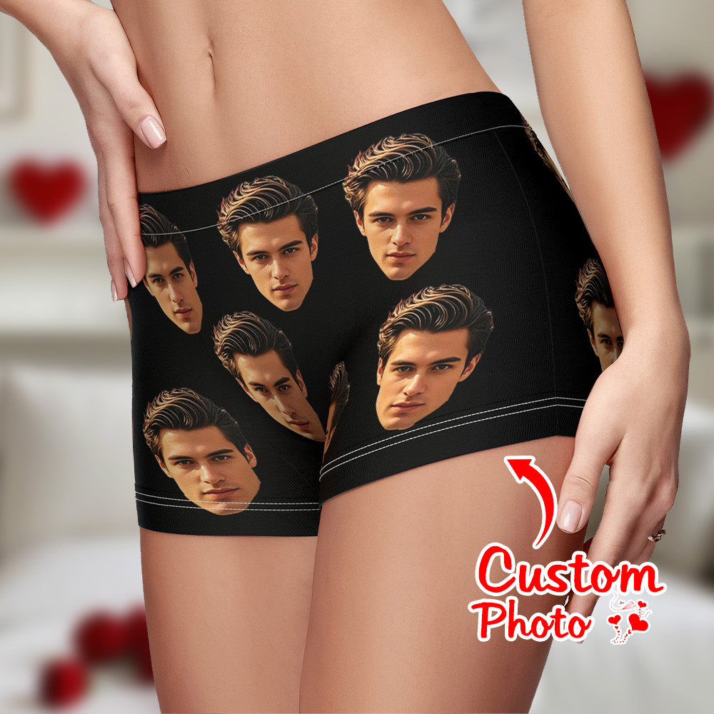 Custom Big Face Women's Boy Short Personalized Boyfriend Face Underwear Gifts For Her