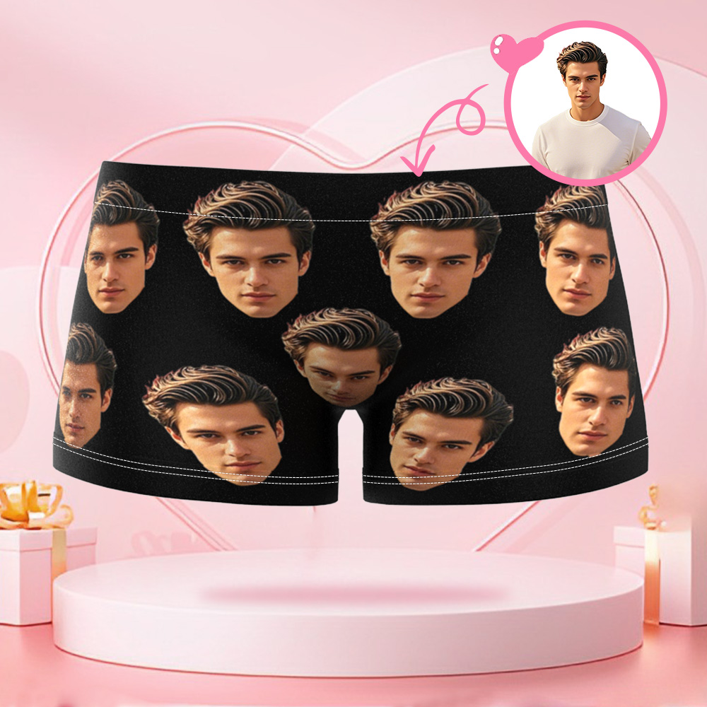 Custom Big Face Women's Boy Short Personalized Boyfriend Face Underwear Gifts For Her