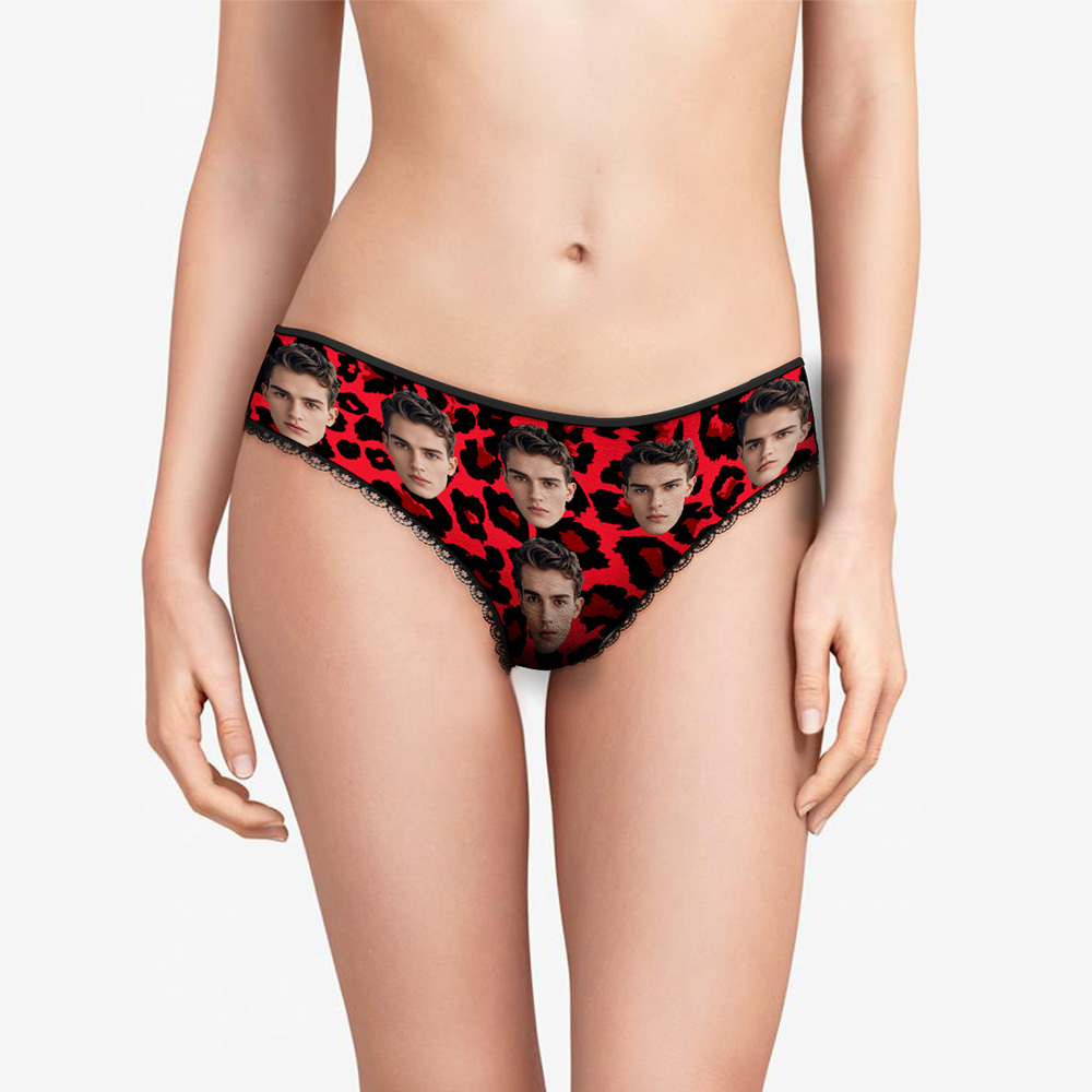 Custom Face Panties Sexy Leopard Personalized Women's Underwear Valentine's Gift for Girlfriend	 - MyFaceBoxerUK