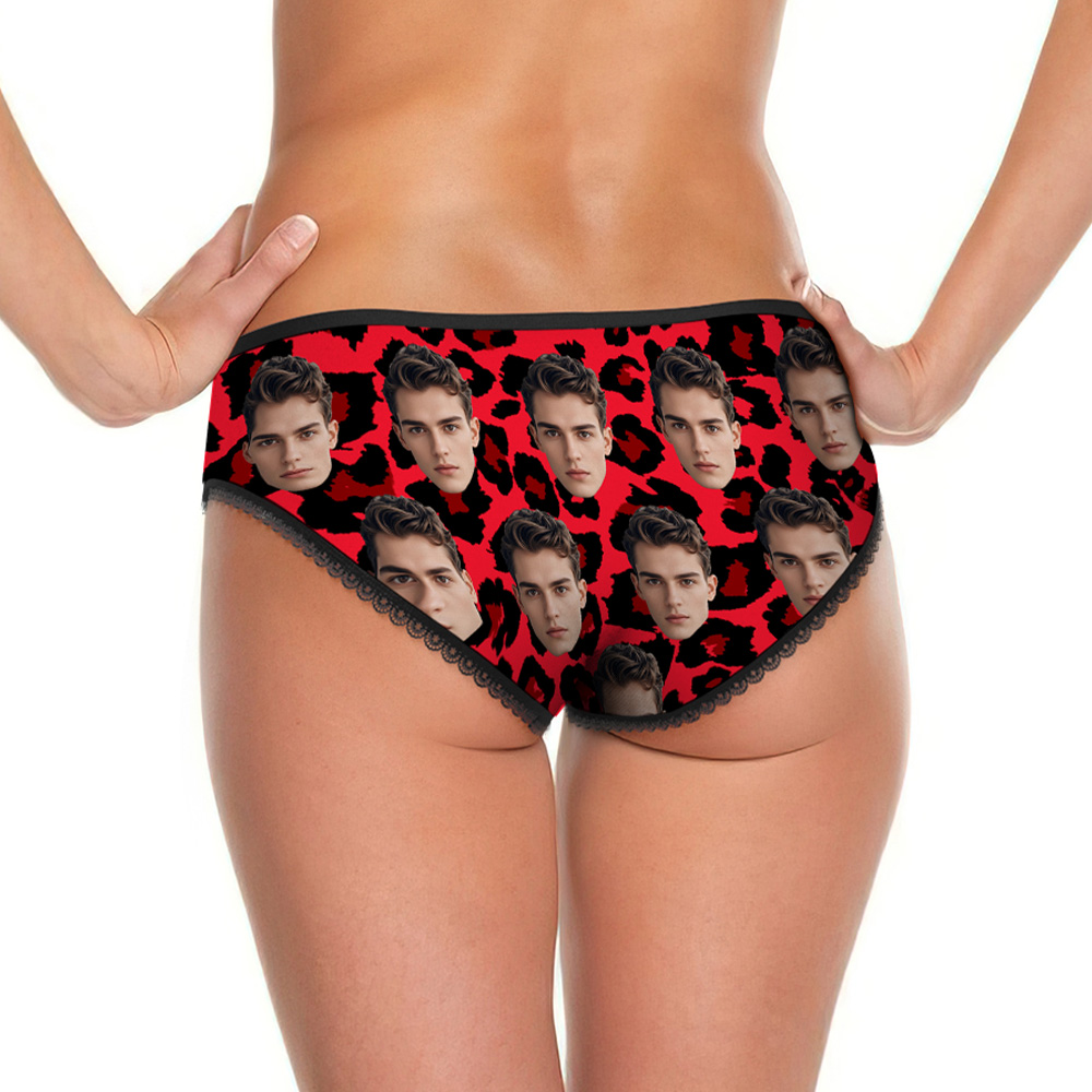 Custom Face Panties Sexy Leopard Personalized Women's Underwear Valentine's Gift for Girlfriend