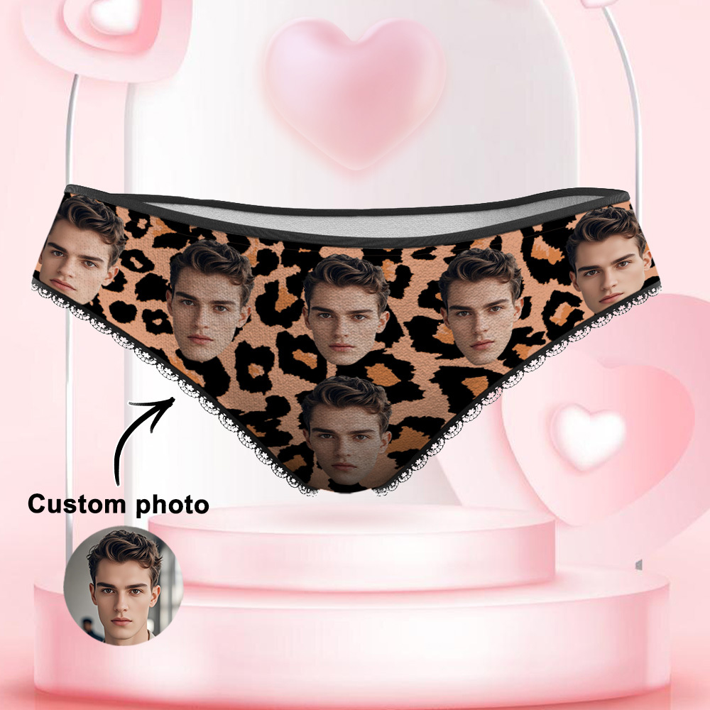 Custom Face Panties Sexy Leopard Personalized Women's Underwear Valentine's Gift for Girlfriend	 - MyFaceBoxerUK