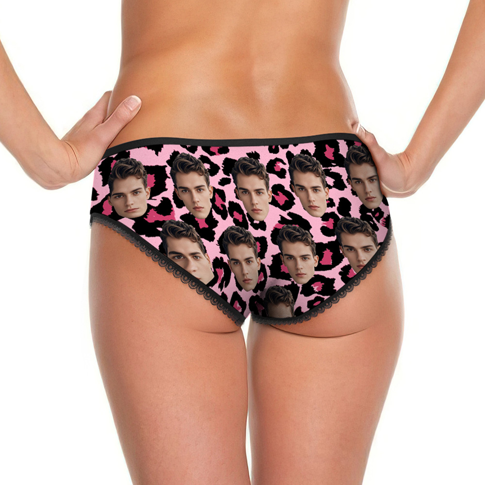 Custom Face Panties Sexy Leopard Personalized Women's Underwear Valentine's Gift for Girlfriend - MyFaceBoxerUK