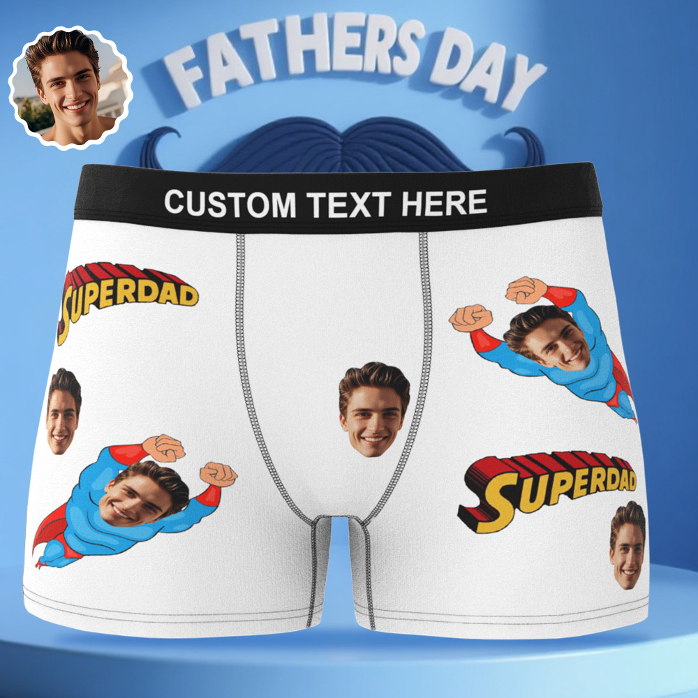 Super Dad Boxer Briefs | Fathers Day Trunks UnderPants Customised | Birthday Christmas Personalized | Customised Lucky Pants Superhero - MyfaceboxerUK