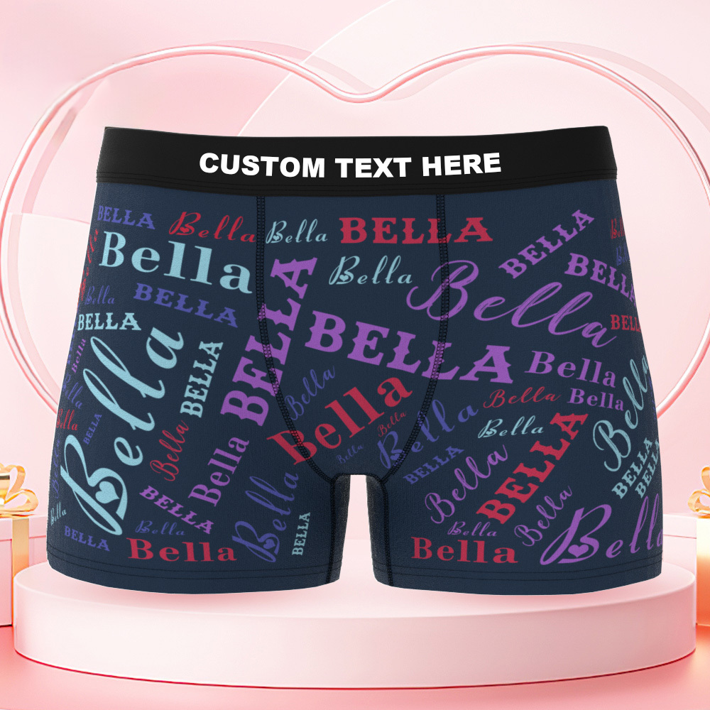 Custom Name Pattern Boxer Briefs Fashion Men's Boxers Underwear Personalized Gifts for Him - MyfaceboxerUK