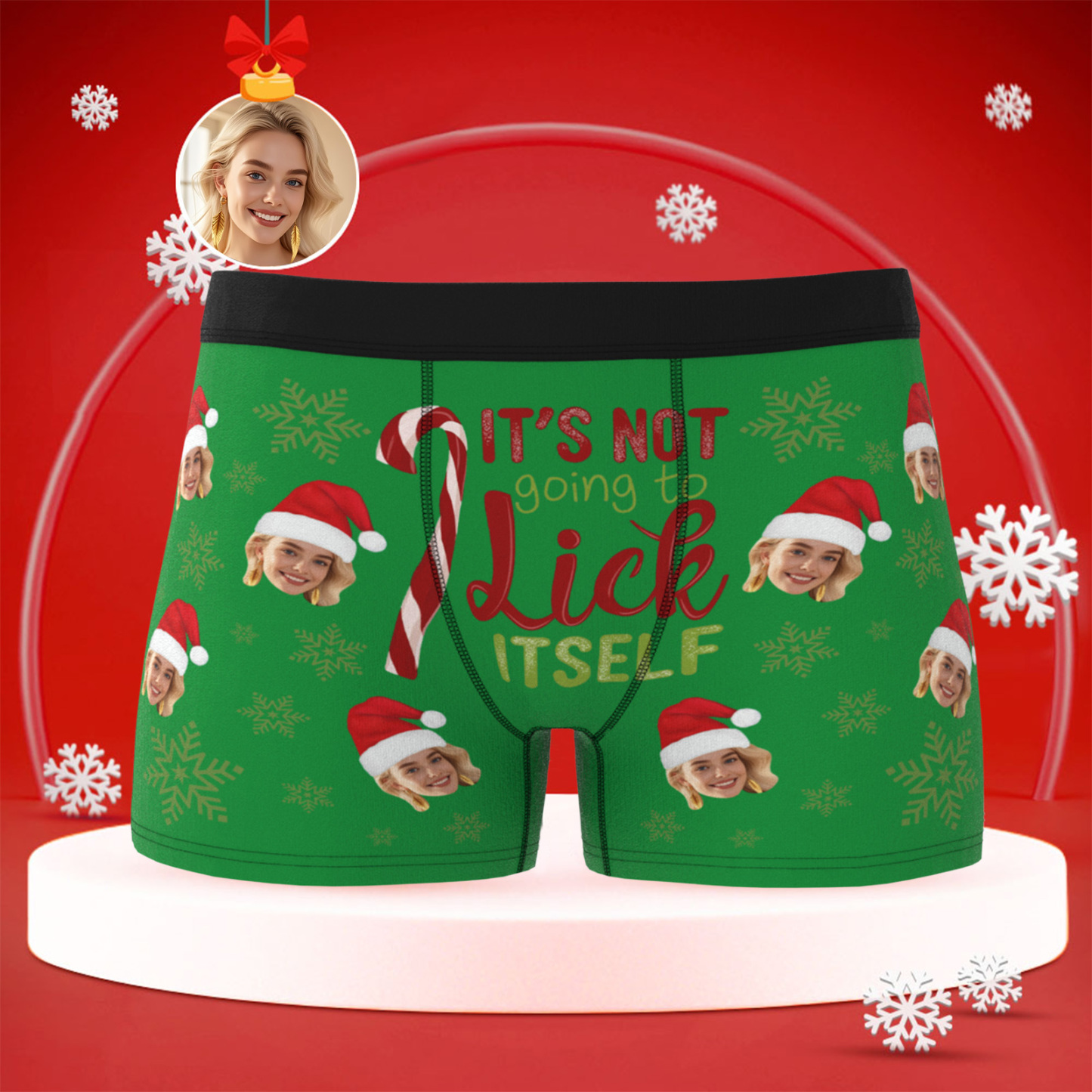 Custom Christmas Men Boxers with Face, Funny Personalized Underwear Gift for Boyfriend or Husband