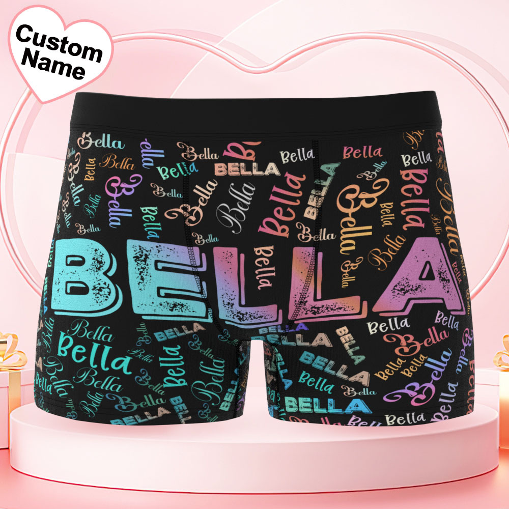 Custom Name Men's Underwear Gradient Color Personalized Men's Boxer Briefs - MyfaceboxerUK