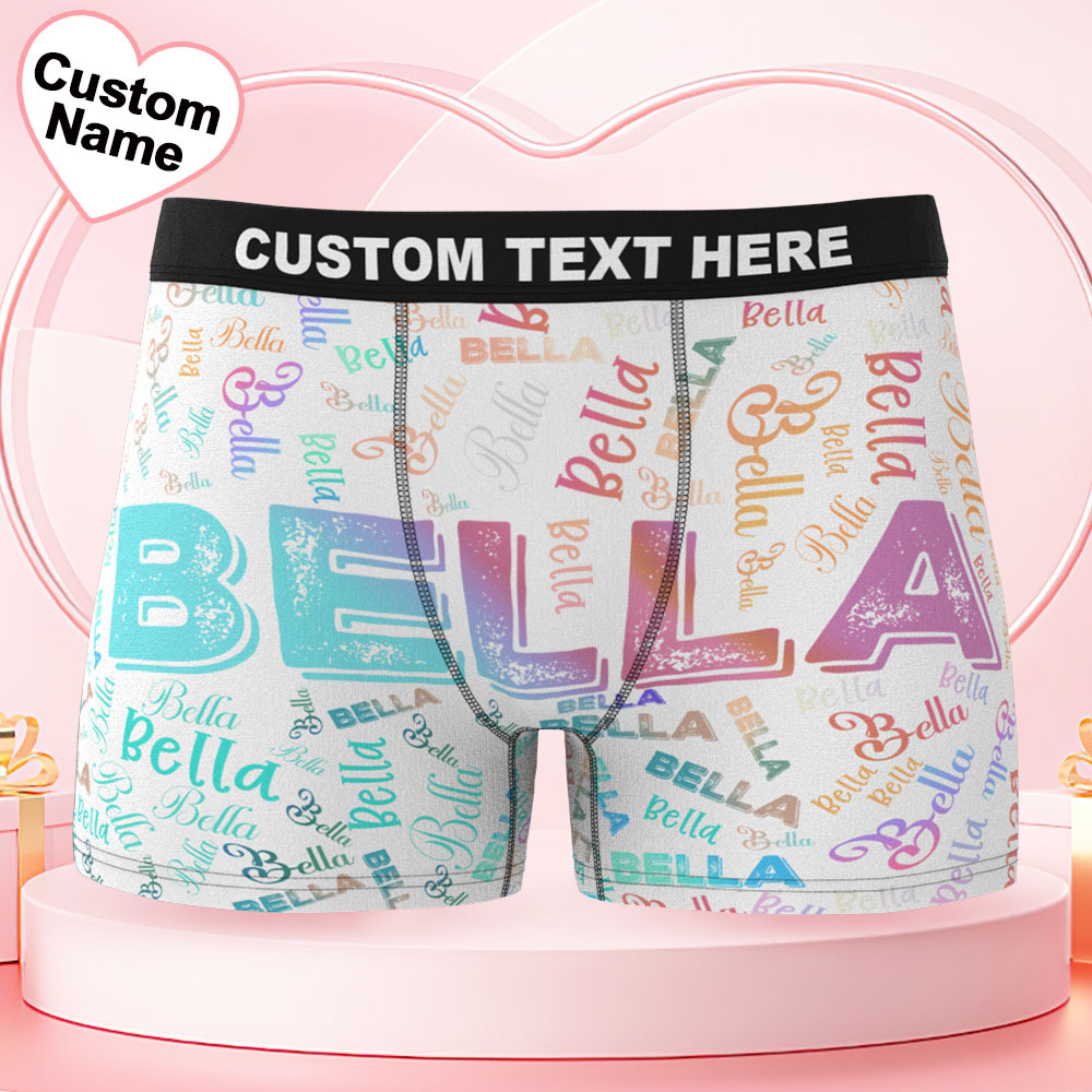 Custom Name Men's Underwear Gradient Color Personalized Men's Boxer Briefs - MyfaceboxerUK