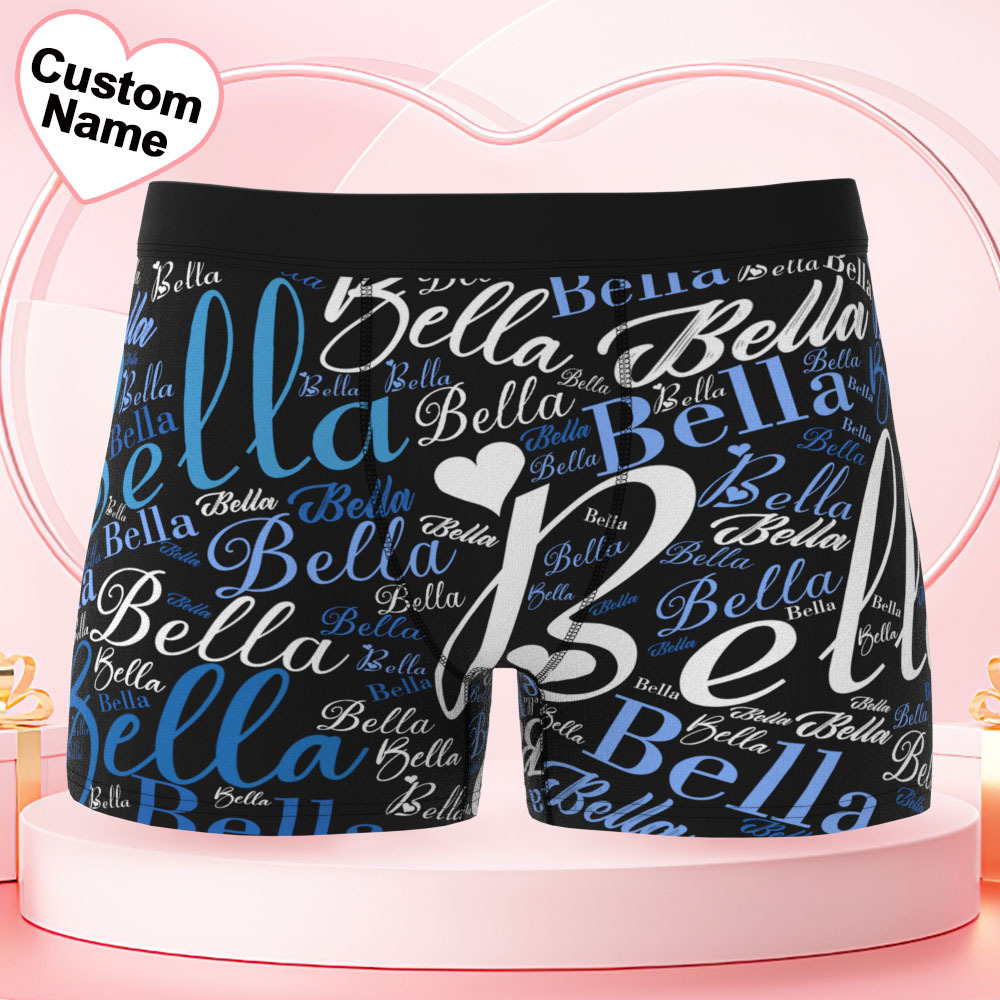 Custom Name Men's Underwear Word Art Personalized Men's Boxer Briefs - MyfaceboxerUK