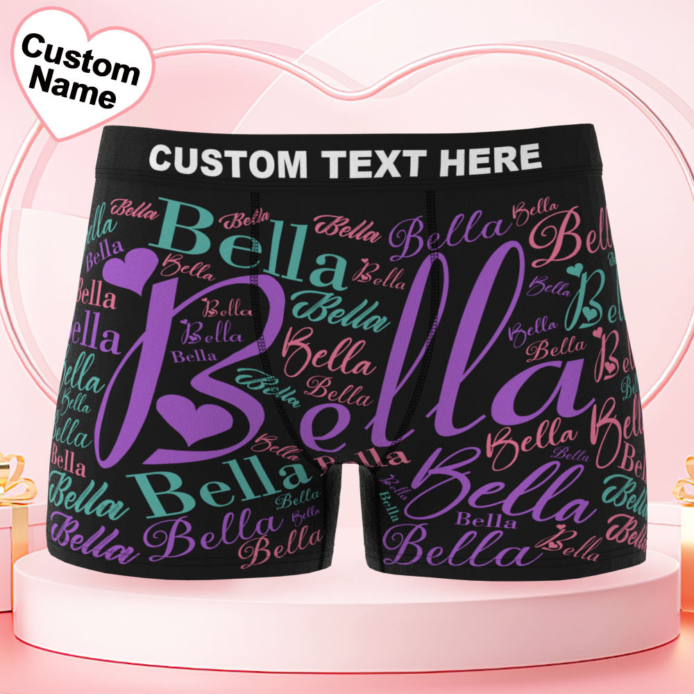 Custom Name Men's Underwear With Heart Personalized Men's Boxer Briefs - MyfaceboxerUK