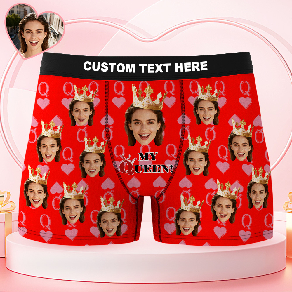 Custom Face Men's Underwear My Queen Personalized Photo Men's Boxer Briefs Valentine's Gifts - MyfaceboxerUK