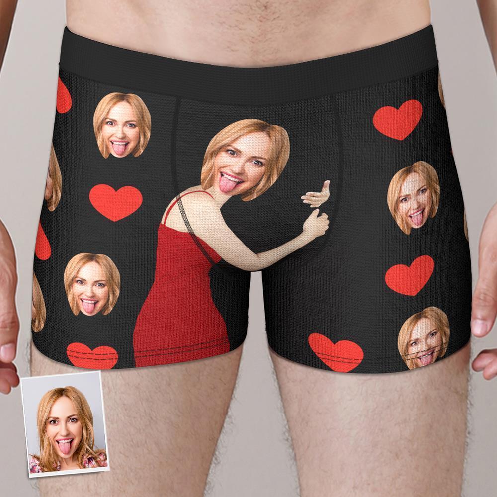 Personalize Face Boxer Love Heart Custom Funny Underwear Anniversary Valentine's Gifts for Him - MyFaceBoxerUK