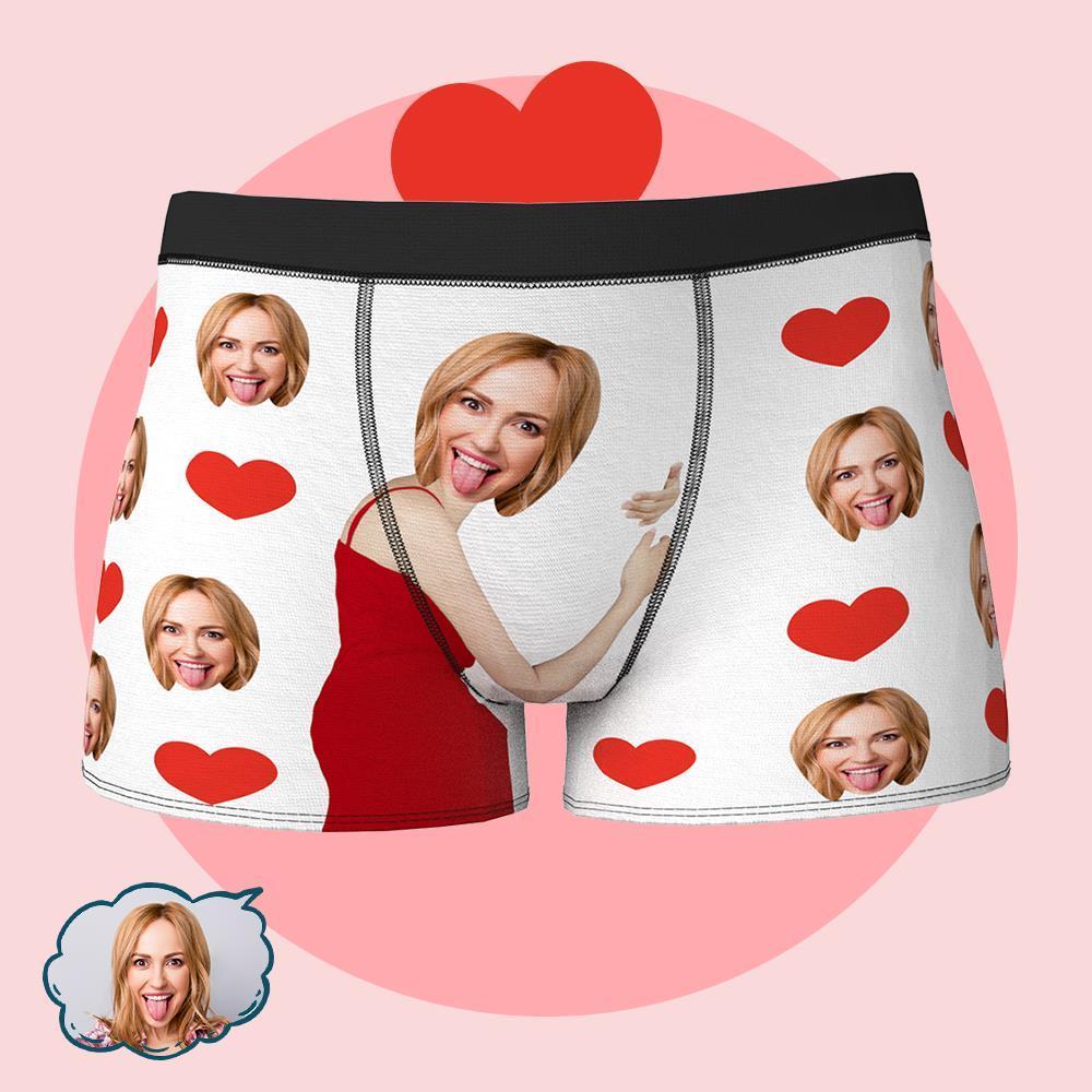 Personalize Face Boxer Love Heart Custom Funny Underwear Anniversary Valentine's Gifts for Him - MyFaceBoxerUK