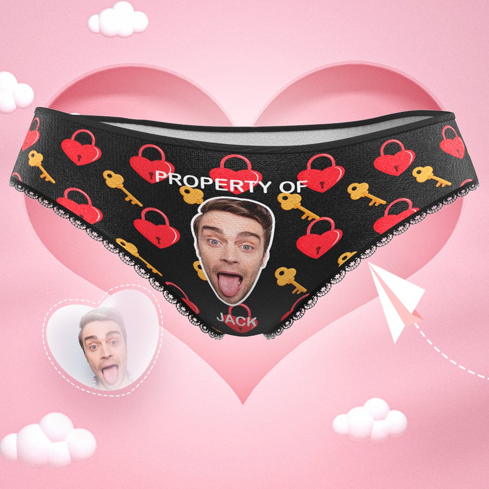 custom face panties key and herat lock for women Valentine's Day gift	 - MyFaceBoxerUK