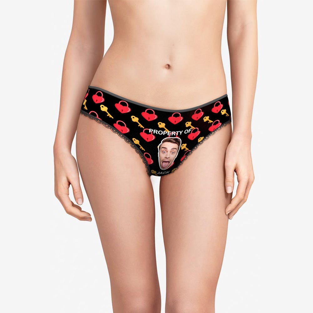 custom face panties key and herat lock for women Valentine's Day gift	 - MyFaceBoxerUK