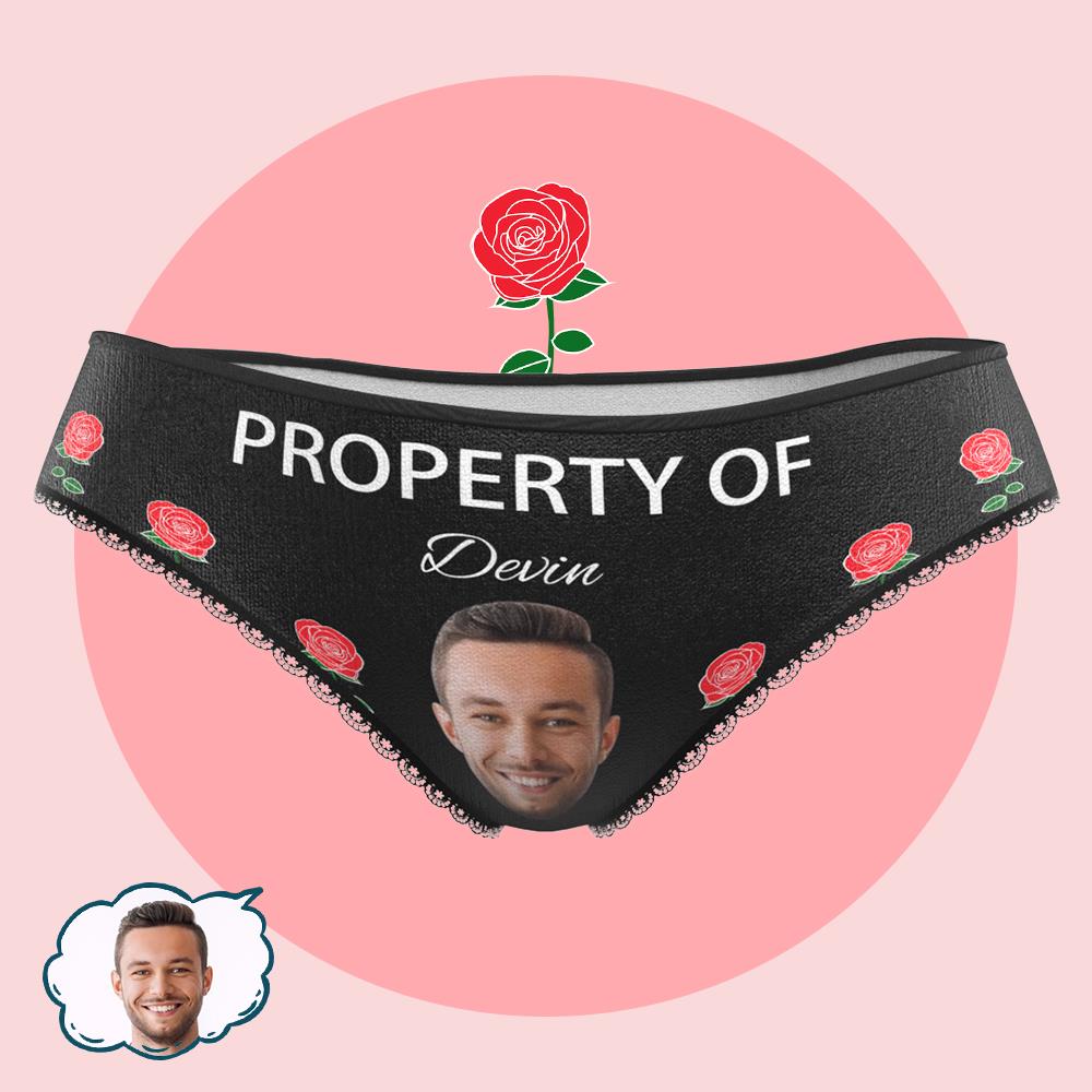 Women's Panties Custom Men's Face Red Rose Custom Your Name
