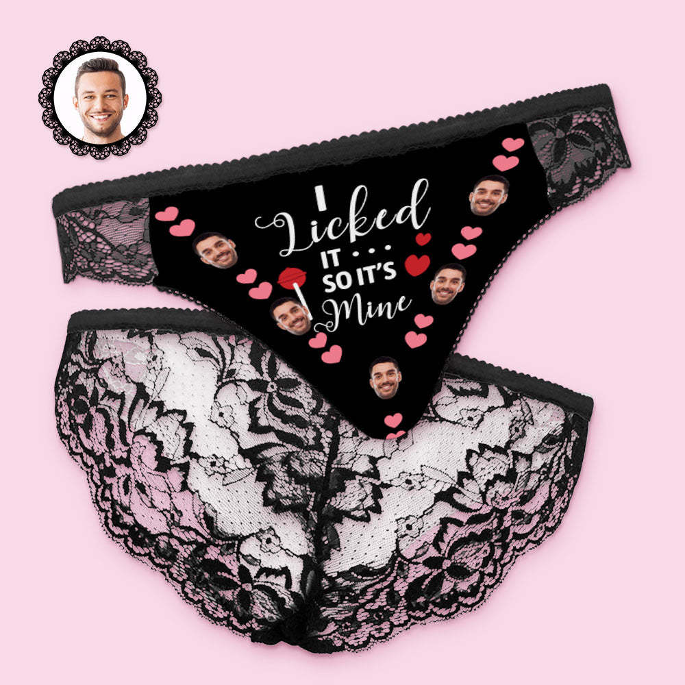 Custom Women Lace Panty Face Sexy Panties - I Licked It So It's Mine - MyFaceBoxerUK