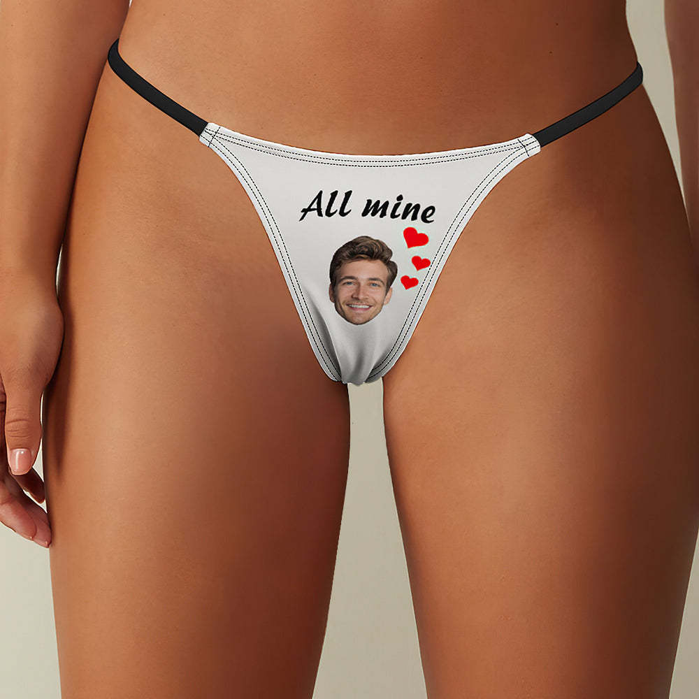 Custom Face All Mine Heart Women's Tanga Thong - MyFaceBoxerUK