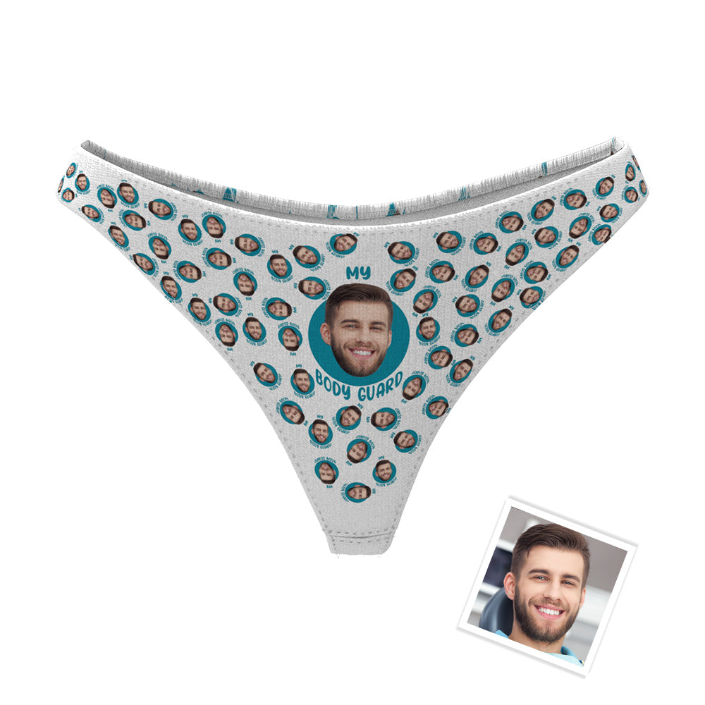 Custom Face Thong Panties Bodyguard Personalized Printed Sexy Fun Funny Panties Lingerie