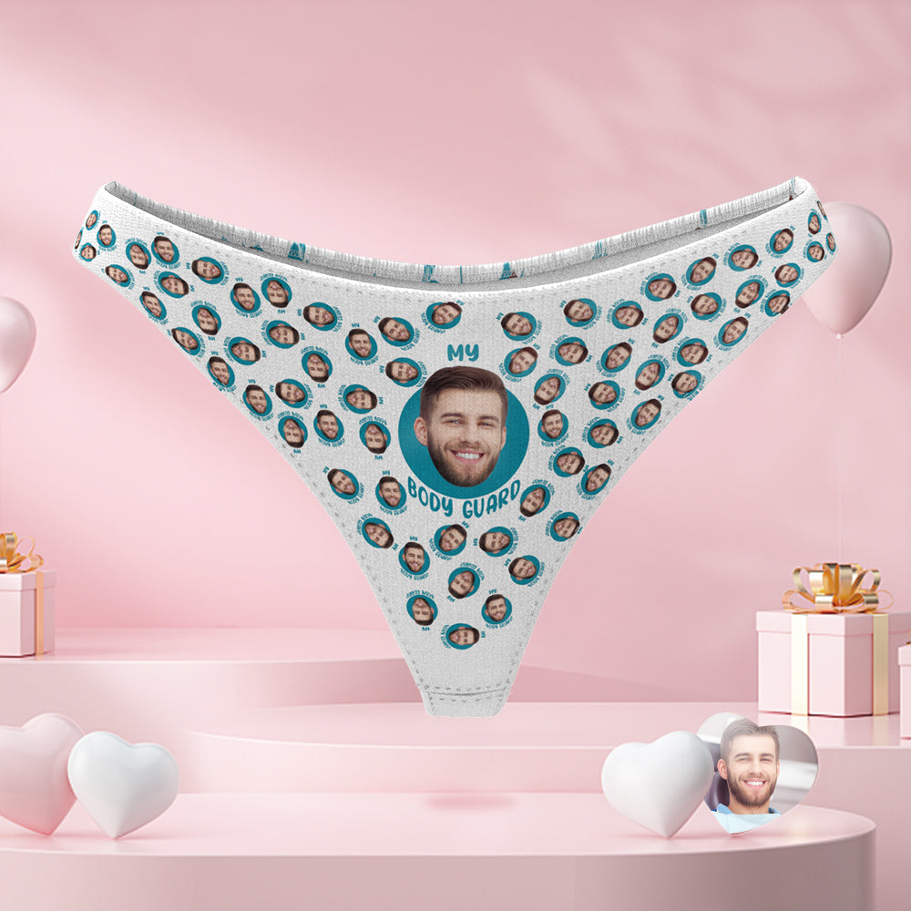 Custom Face Thong Panties Bodyguard Personalized Printed Sexy Fun Funny Panties Lingerie