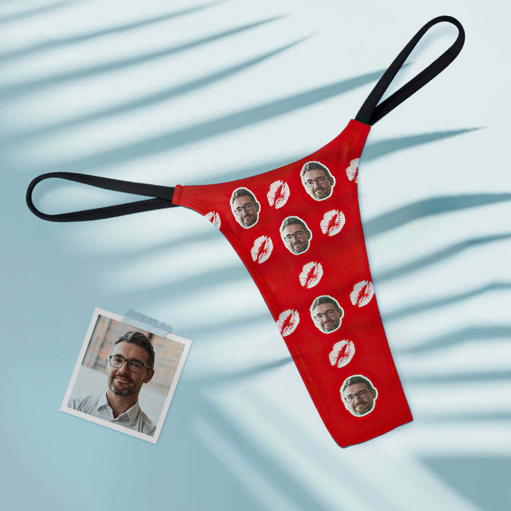 Custom Face Red Lips Women's Tanga Thong Kiss - MyFaceBoxerUK