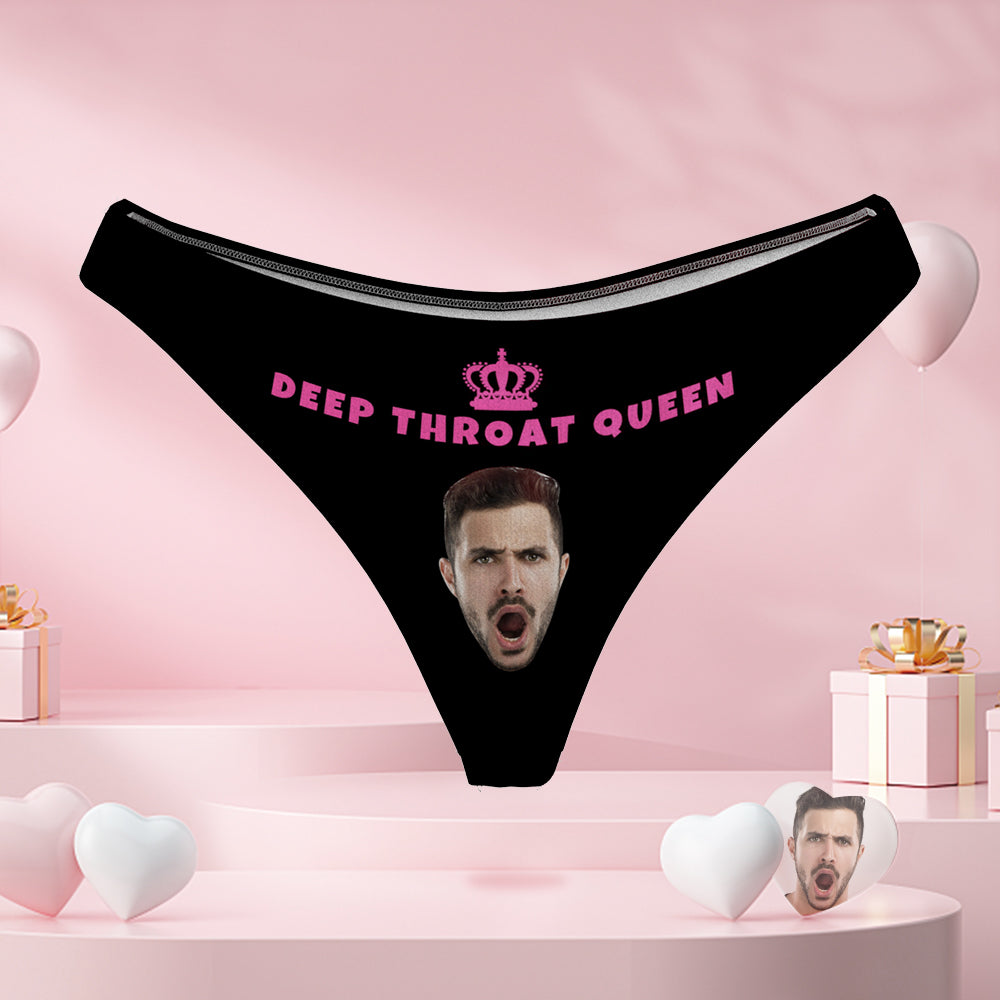Custom Face Panties Deep Throat Queen Thong Sexy Naughty Panties Gift for Hot Wife