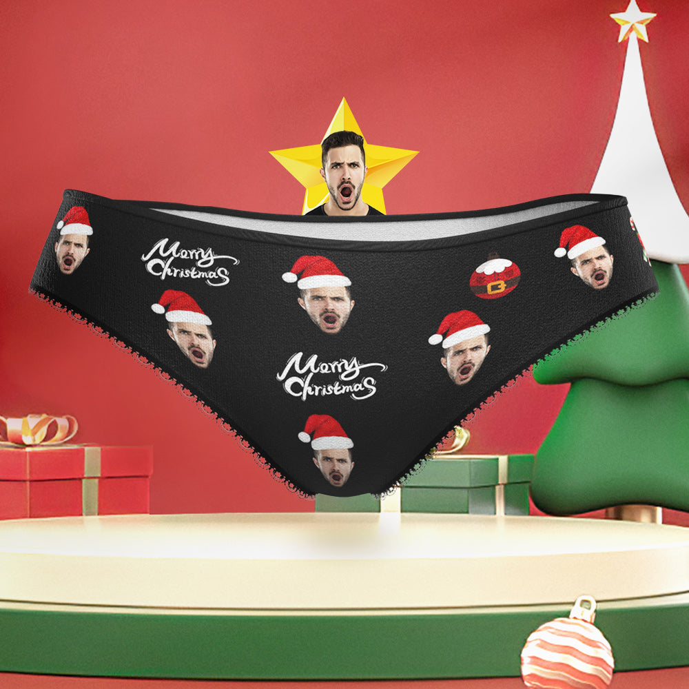 Custom Face Panties Merry Christmas Personalised Face Underwear Christmas Gift for Her	 - MyFaceBoxerUK
