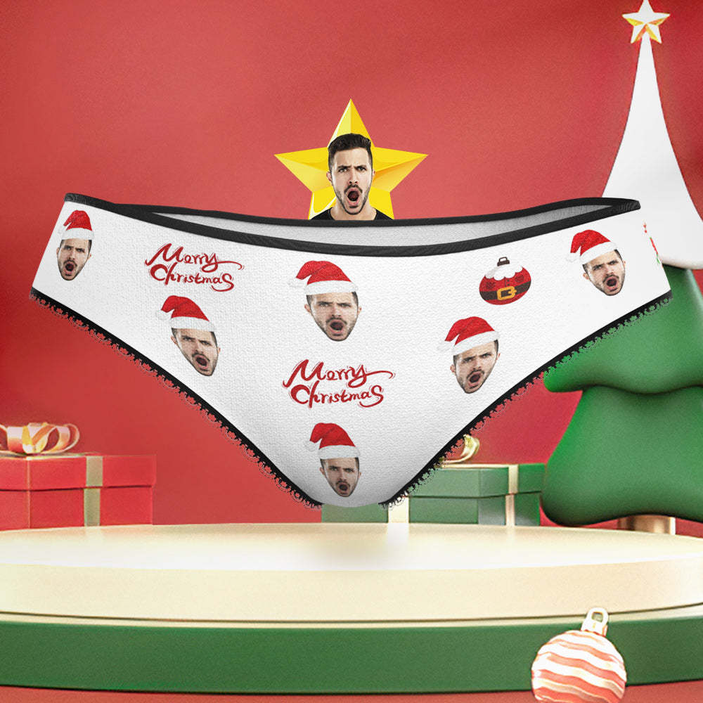 Custom Face Panties Merry Christmas Personalised Face Underwear Christmas Gift for Her - MyFaceBoxerUK