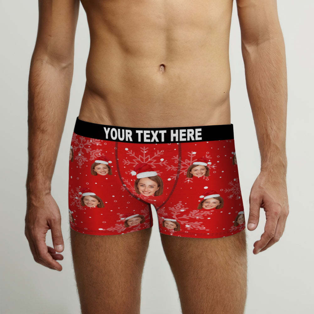 Custom Face Christmas Snowflake Boxer Briefs Funny Personalised Face Underwear Christmas Gift - MyFaceBoxerUK