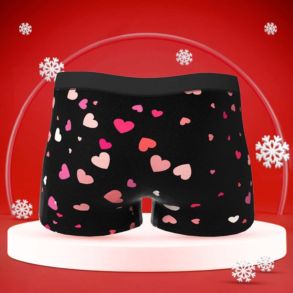 Custom Face Boxer with Couple's Picture Personalised Love Telepathy Symbol Men's Shorts Christmas Gift - MyFaceBoxerUK